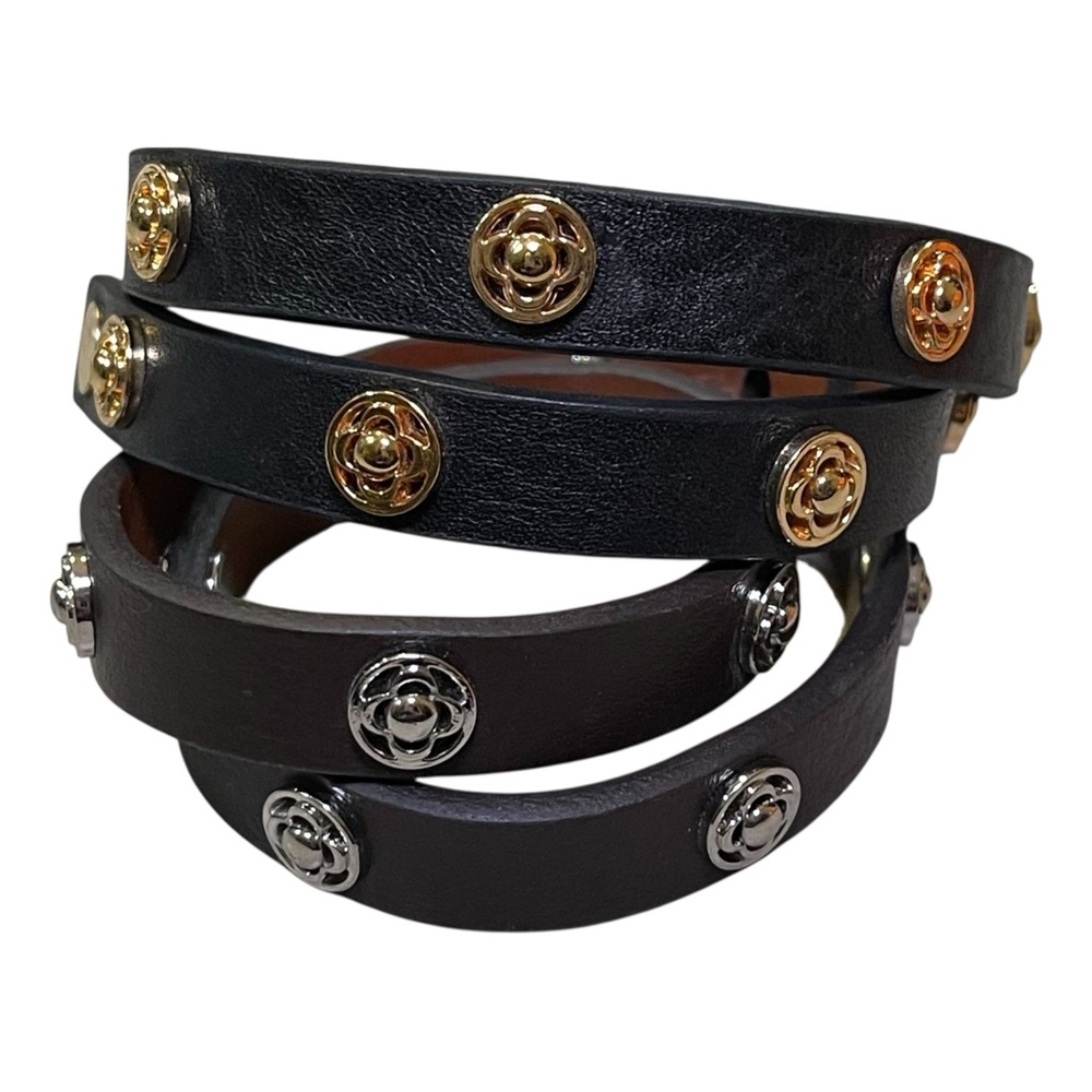 Stella & Dot: Clover Leather Double Wrap Bracelets • NEW • Brown & Black